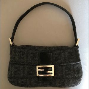 Leather-Trimmed Zucca Baguette